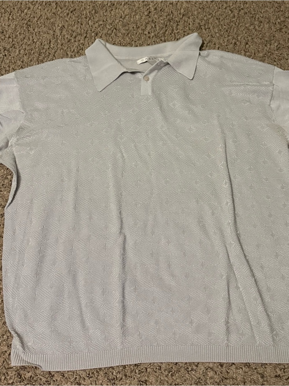 Vintage men’s Cassel brand Light gray Textured Knit Polo Shirt